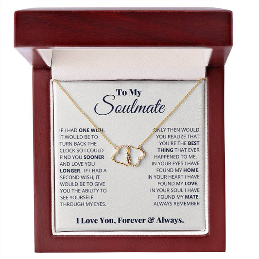 Soulmate I Have Found My Home Gold / Diamond Studded Intertwined Hearts Necklace