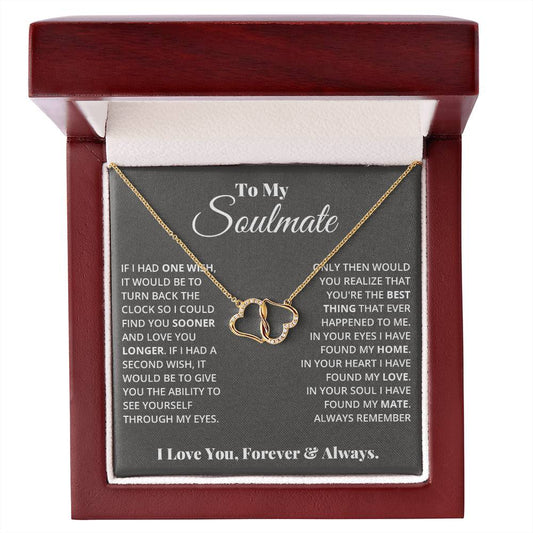 [Almost-Gone] My Love - Soulmate Gold / Diamond Studded Intertwined Hearts Necklace