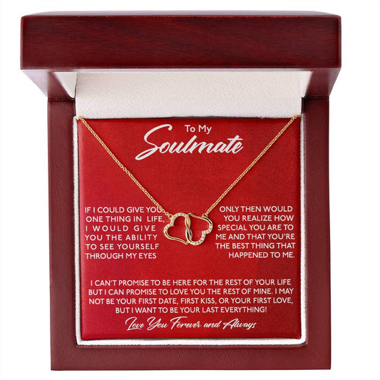 Soulmate through my Eyes Gold / Diamond Studded Intertwined Hearts Necklace