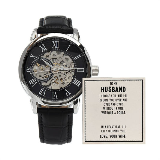 To My Husband, Love Your Wife - Men's Skeleton Openwork Watch