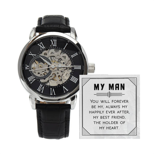 My Man for Husband or Soulmate - Men's Skeleton Openwork Watch