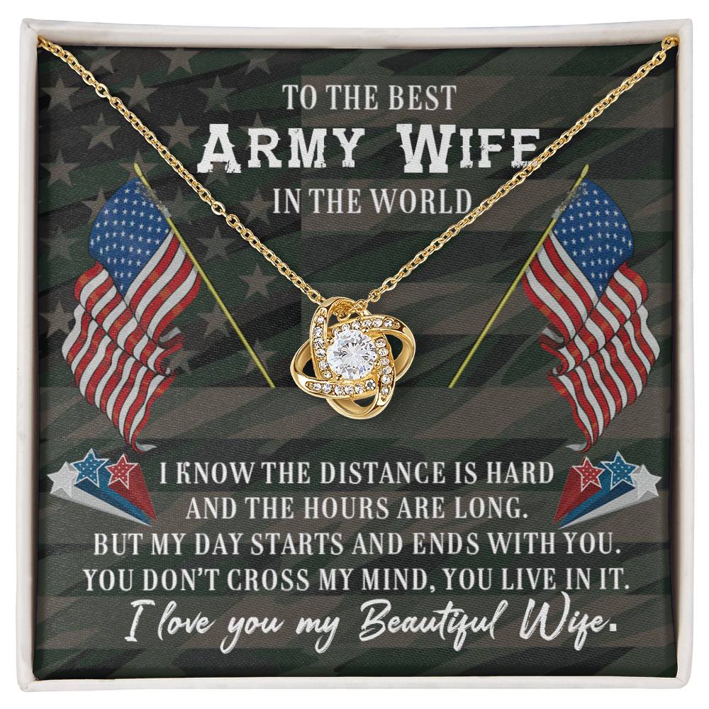 Best Army Wife of a Soldier Love Knot Necklace