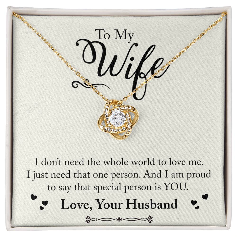 To My Wife, Love Your Husband Love Knot Necklace