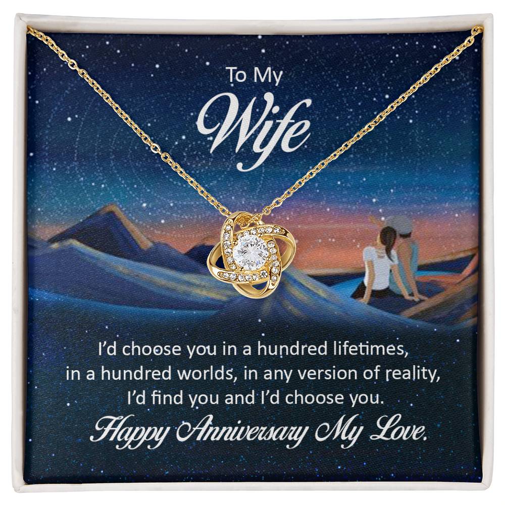 My Wife, Happy Anniversary Love Knot Necklace