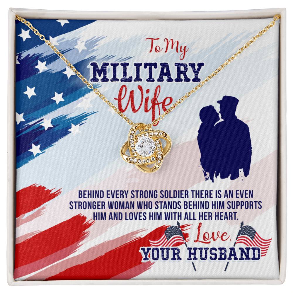 Military Wife, Love Your Husband Love Knot Necklace