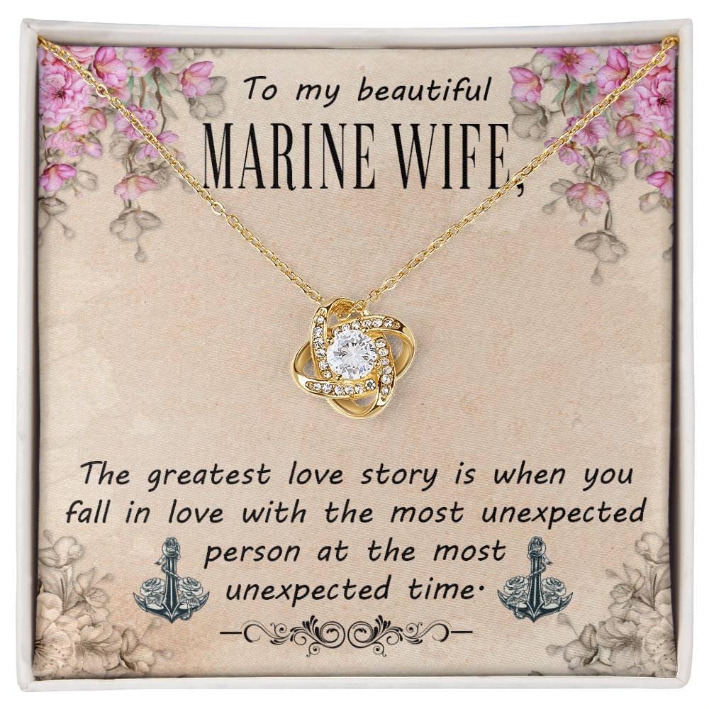 To My Beautifil Marine Wife Love Knot Necklace