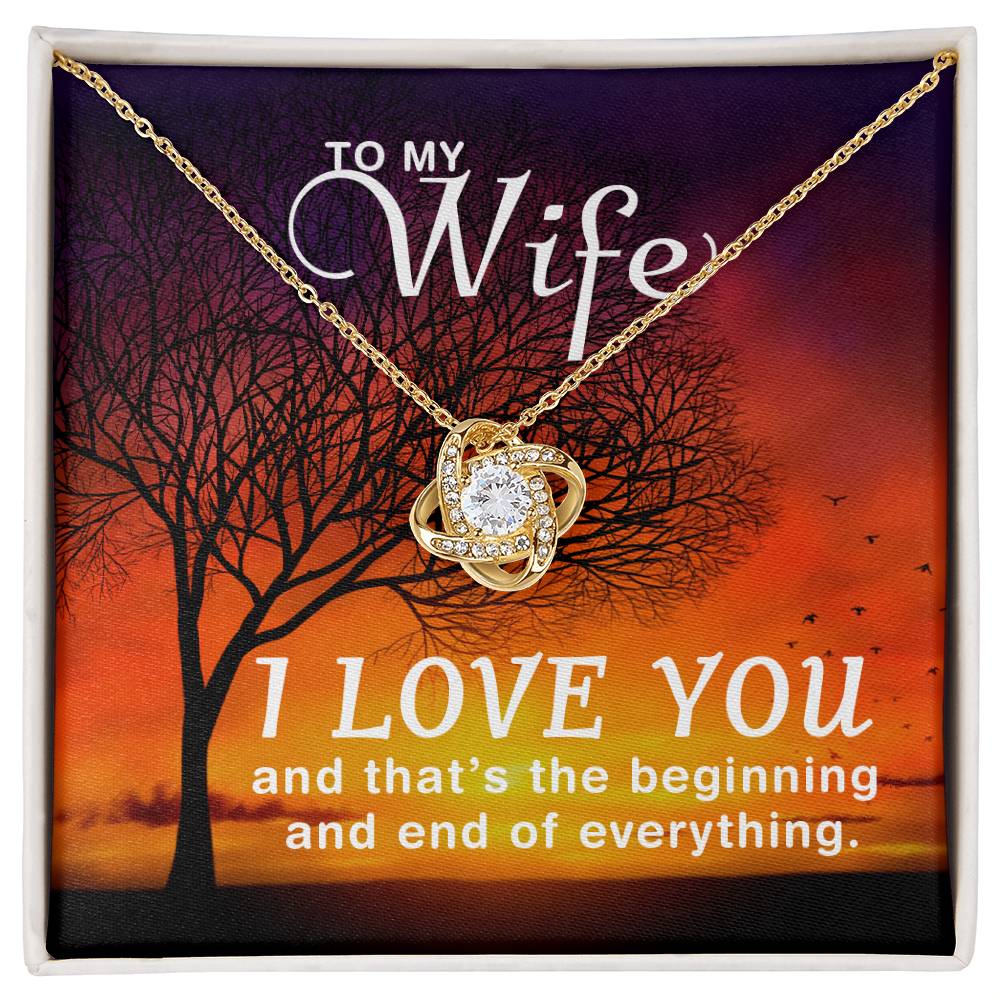 To My Wife - I Love You, Begining and End Love Knot Necklace