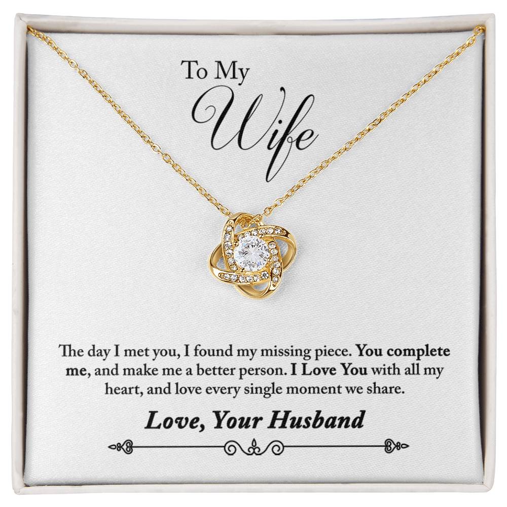 To My Wife - The Day I Met You Love Knot Necklace