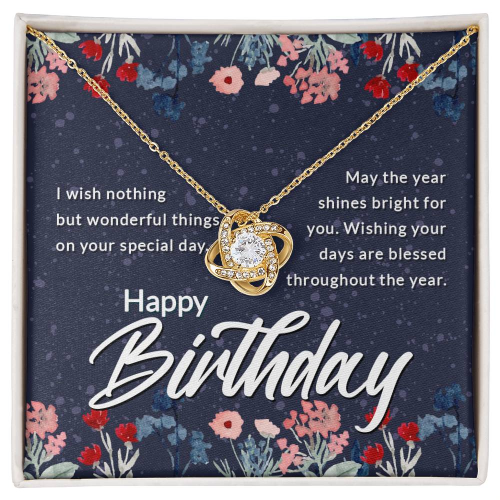 Happy Birthday to Daughter, Mother, Wife, Girlfriend, or Grandma Love Knot Necklace