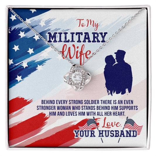 Military Wife, Love Your Husband Love Knot Necklace