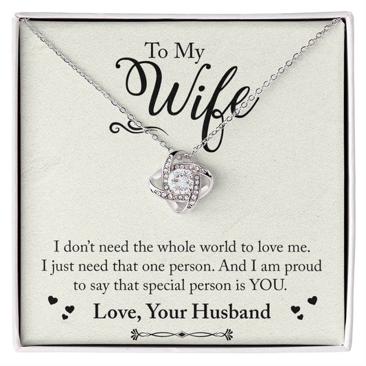 To My Wife, Love Your Husband Love Knot Necklace