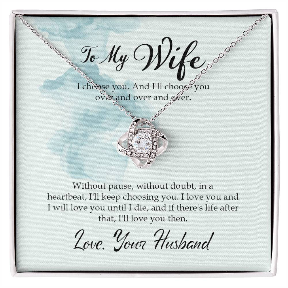 My Wife, I Choose You Love Knot Necklace