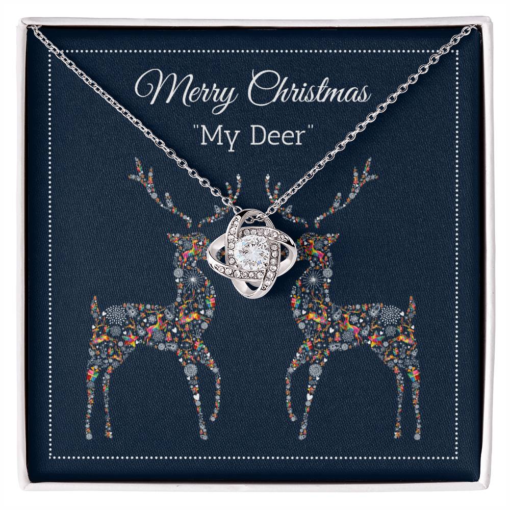 Merry Christmas My Deer, Perfect for Daughter, Mother, Son, Father, Husband, Wife, or Grandmother Love Knot Necklace