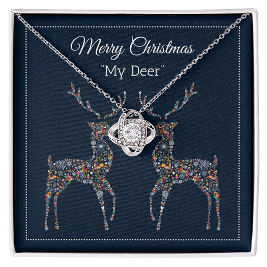 Merry Christmas My Deer, Perfect for Daughter, Mother, Son, Father, Husband, Wife, or Grandmother Love Knot Necklace