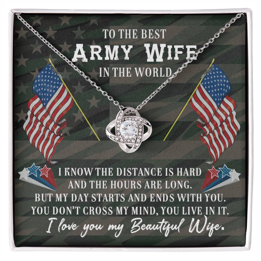 Best Army Wife of a Soldier Love Knot Necklace