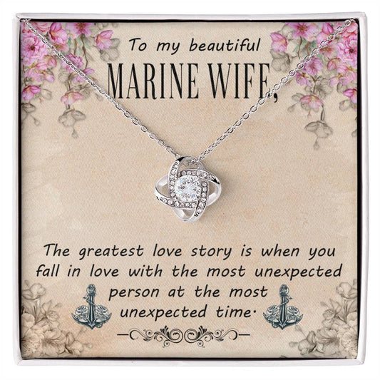 To My Beautifil Marine Wife Love Knot Necklace