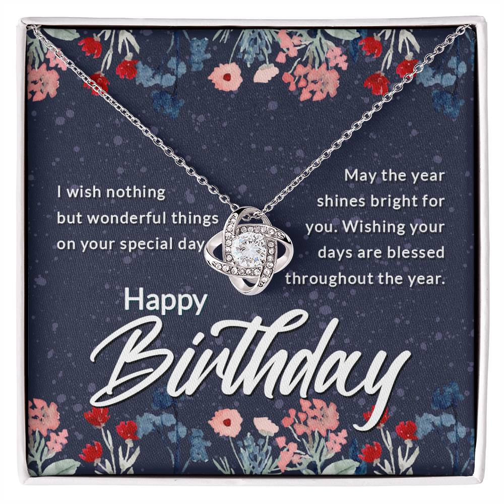 Happy Birthday to Daughter, Mother, Wife, Girlfriend, or Grandma Love Knot Necklace