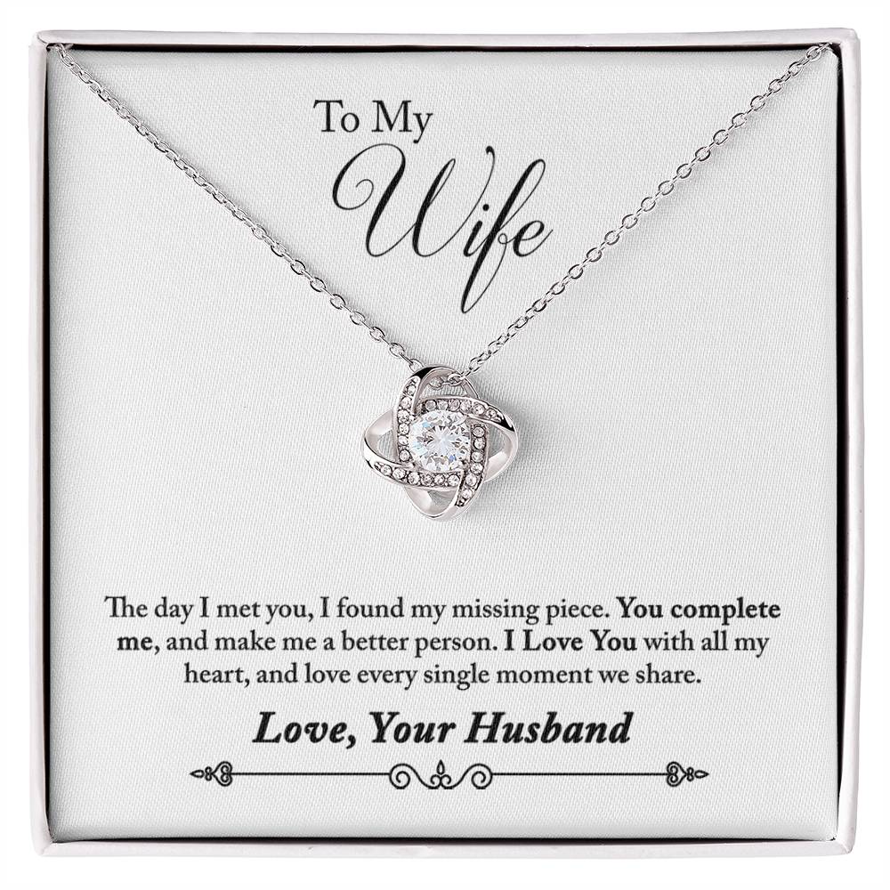 To My Wife - The Day I Met You Love Knot Necklace