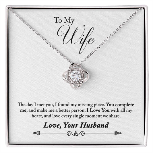 To My Wife - The Day I Met You Love Knot Necklace