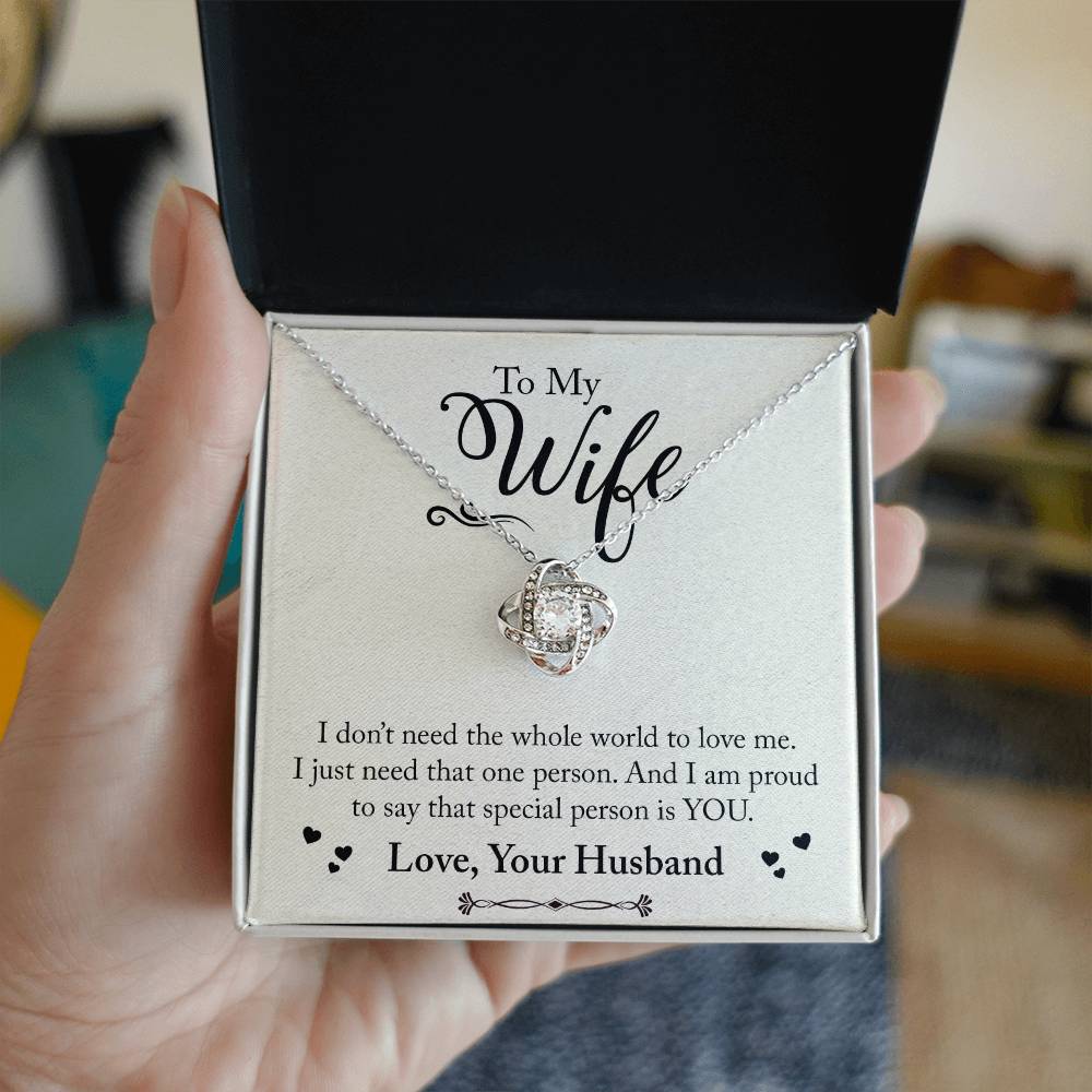 To My Wife, Love Your Husband Love Knot Necklace