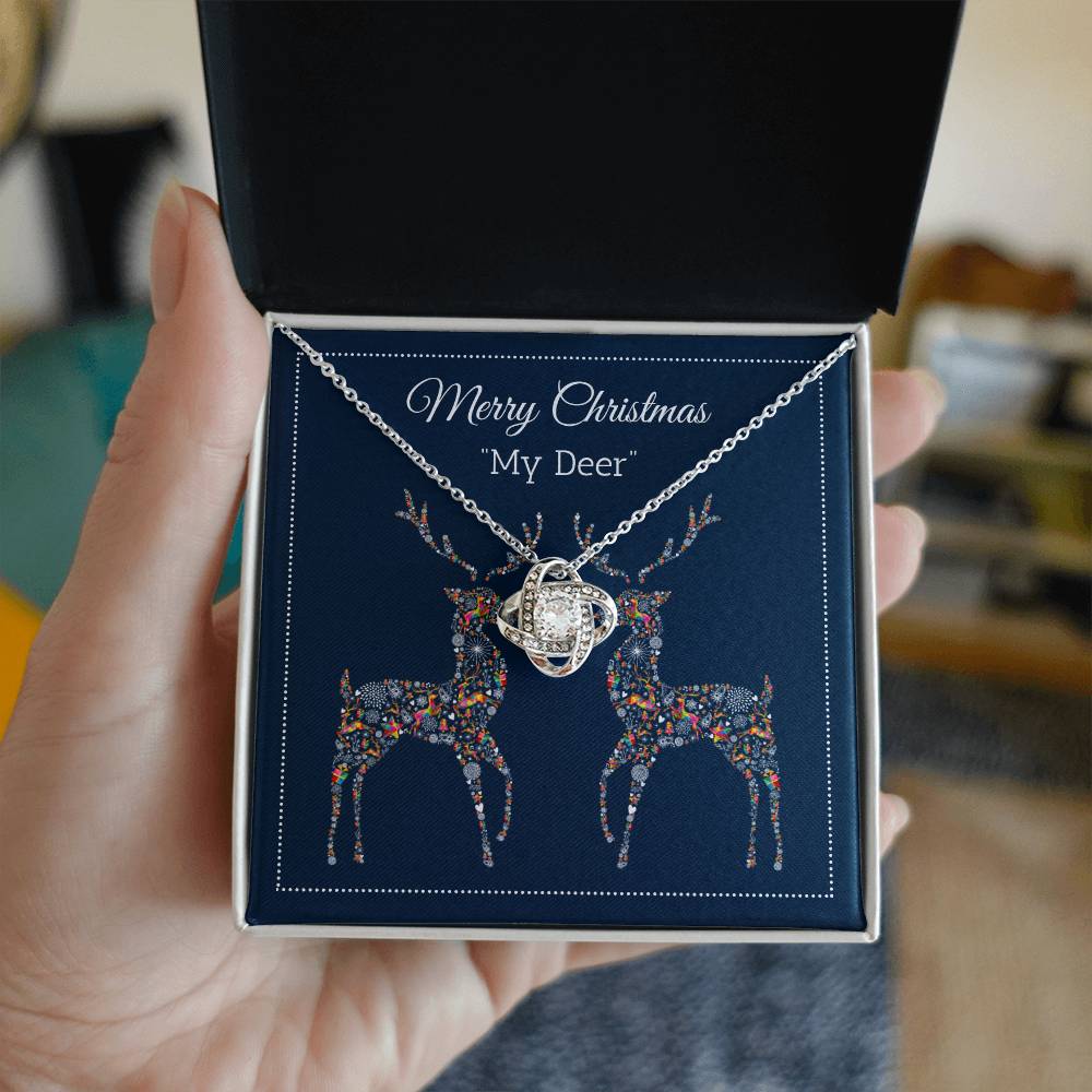 Merry Christmas My Deer, Perfect for Daughter, Mother, Son, Father, Husband, Wife, or Grandmother Love Knot Necklace