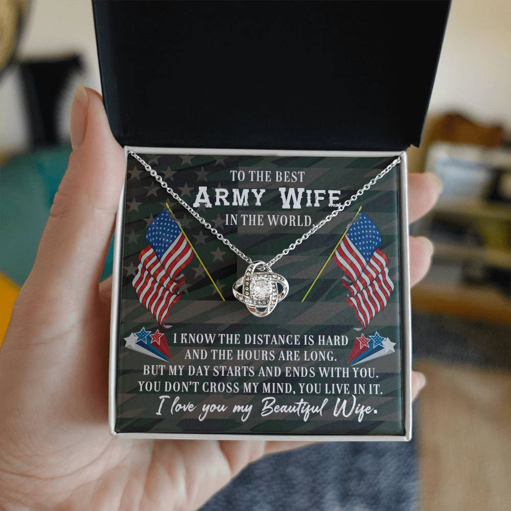 Best Army Wife of a Soldier Love Knot Necklace