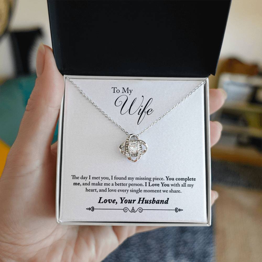 To My Wife - The Day I Met You Love Knot Necklace