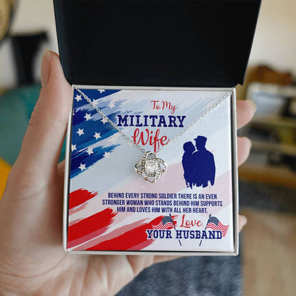 Military Wife, Love Your Husband Love Knot Necklace