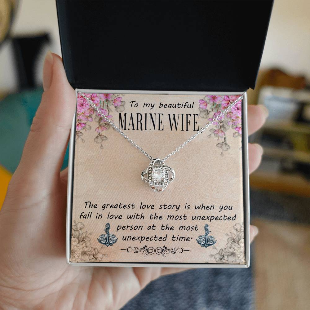 To My Beautifil Marine Wife Love Knot Necklace