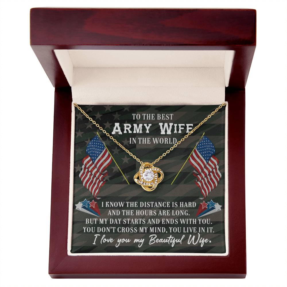 Best Army Wife of a Soldier Love Knot Necklace