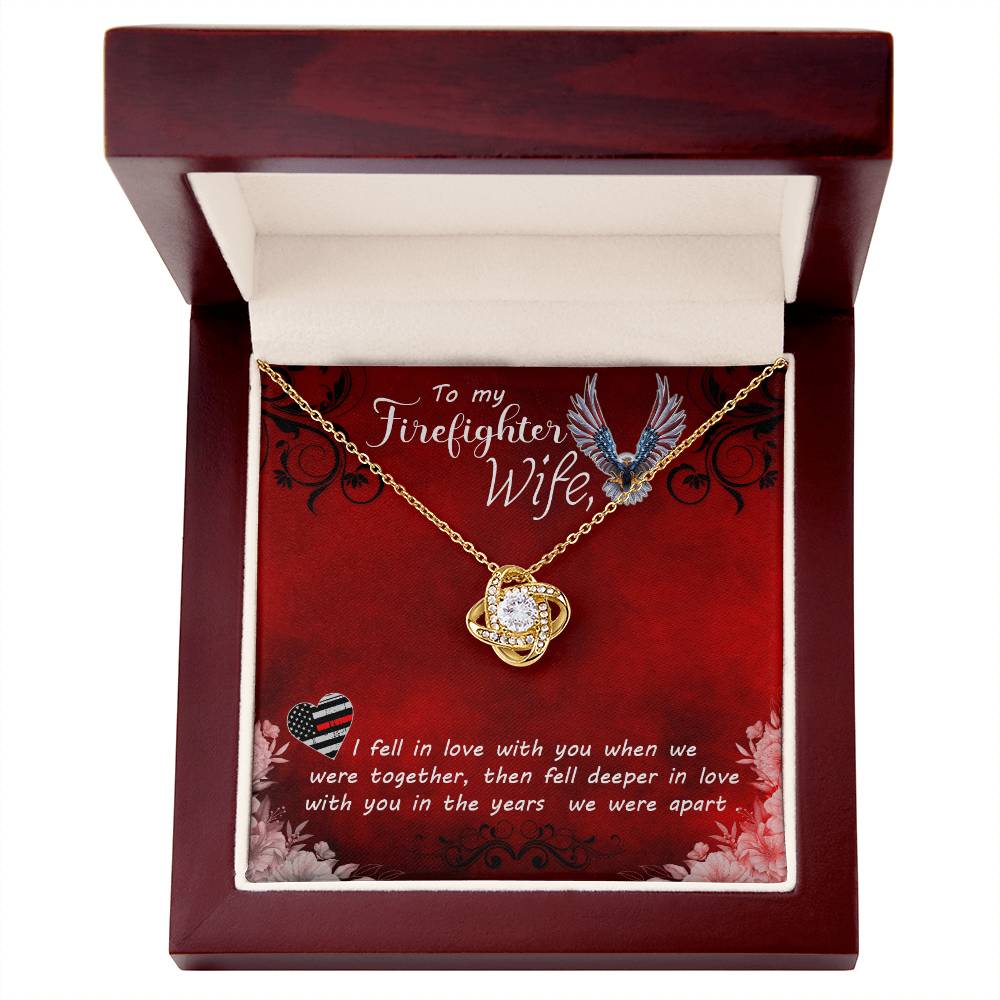 To My Firefighter Wife Love Knot Necklace