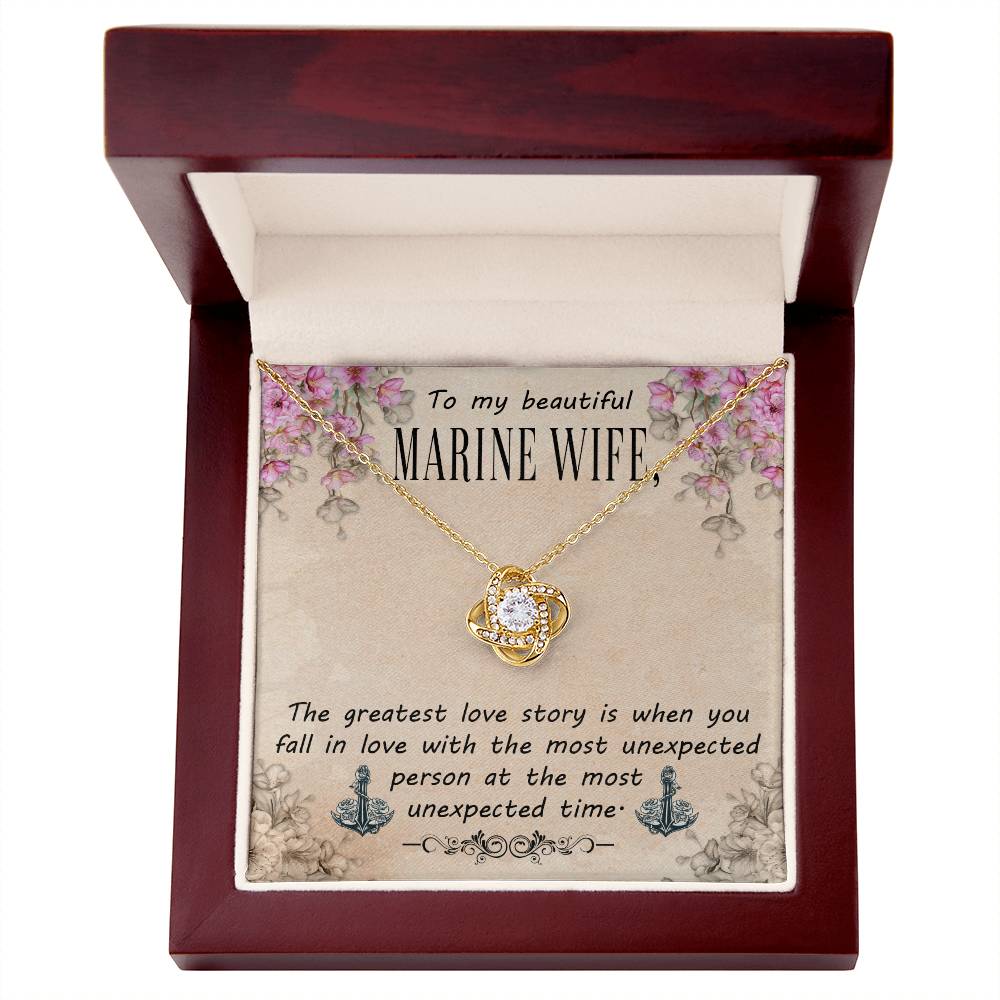 To My Beautifil Marine Wife Love Knot Necklace