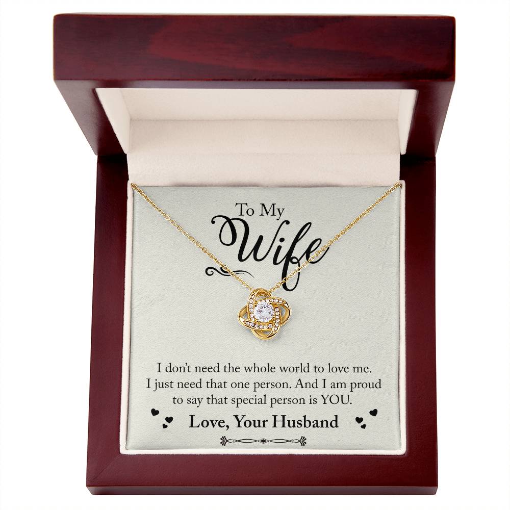 To My Wife, Love Your Husband Love Knot Necklace