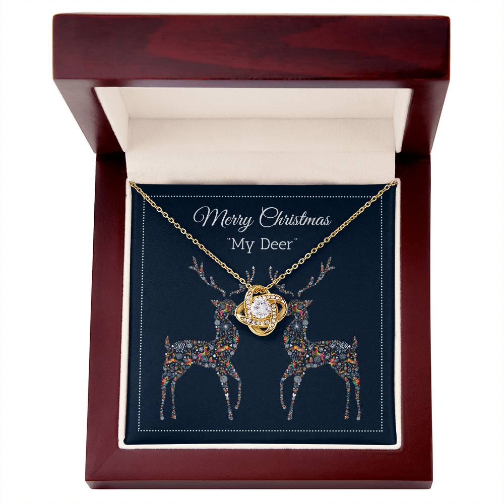 Merry Christmas My Deer, Perfect for Daughter, Mother, Son, Father, Husband, Wife, or Grandmother Love Knot Necklace