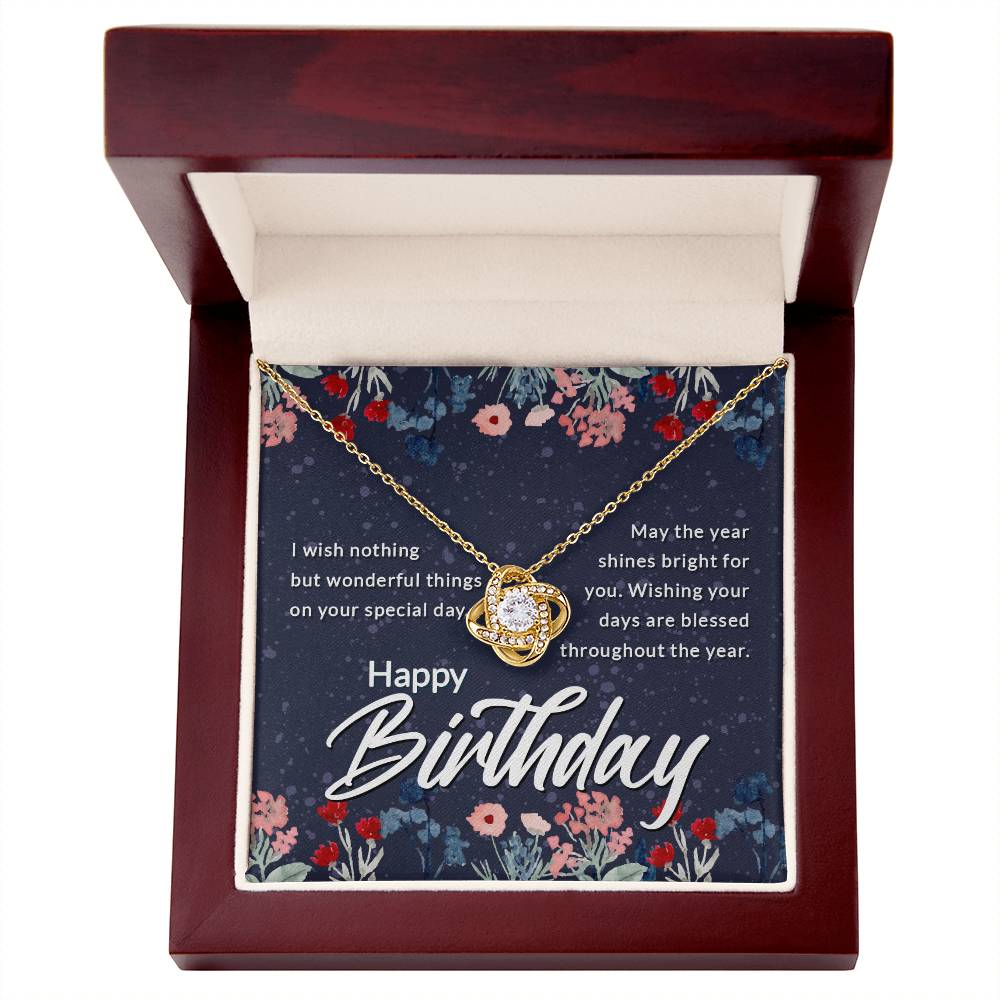 Happy Birthday to Daughter, Mother, Wife, Girlfriend, or Grandma Love Knot Necklace