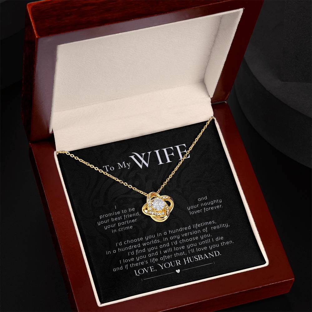 To My Wife, I Promise to Be Your Partner in Crime Love Knot Necklace