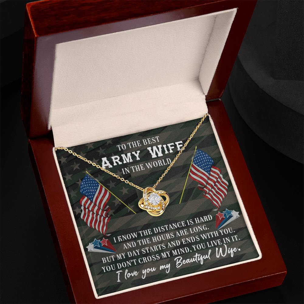 Best Army Wife of a Soldier Love Knot Necklace