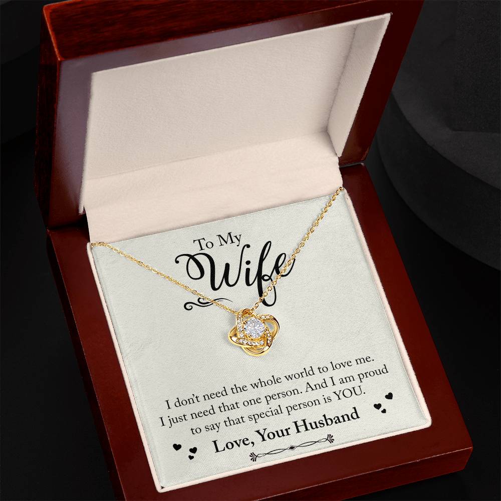 To My Wife, Love Your Husband Love Knot Necklace