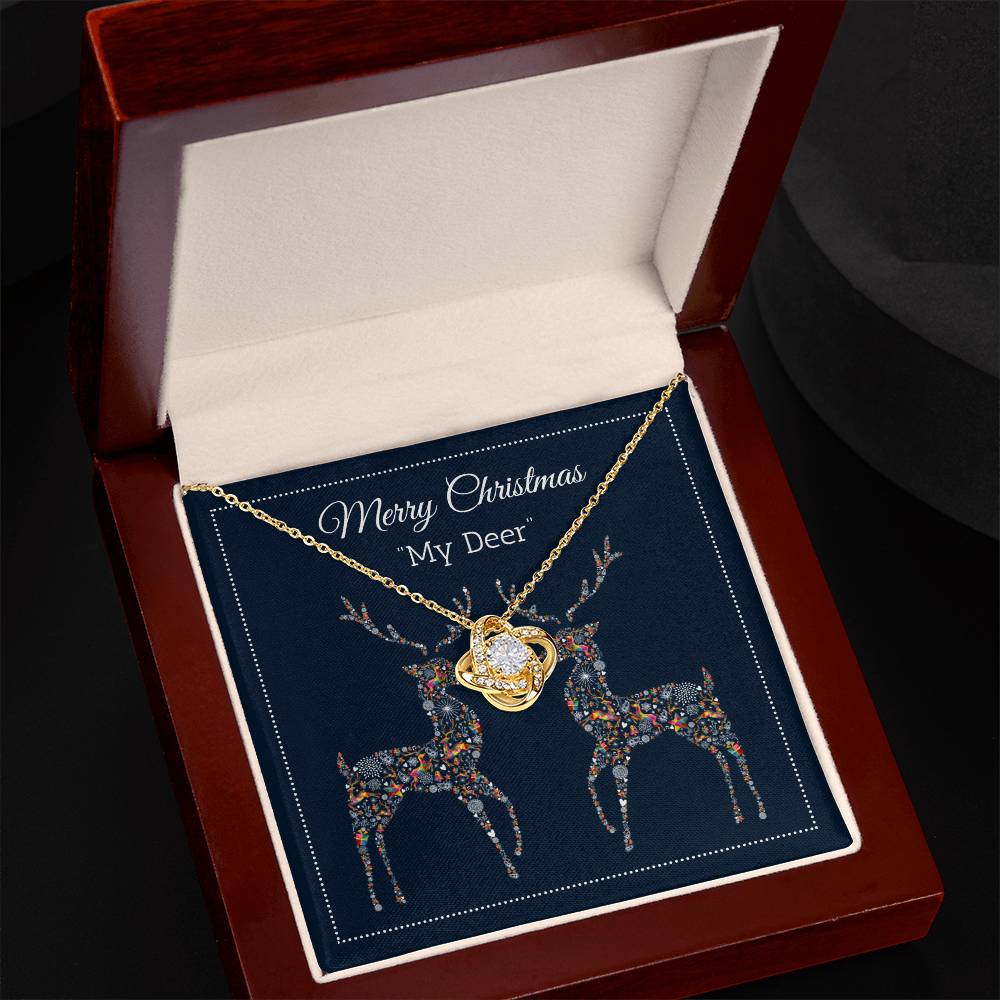 Merry Christmas My Deer, Perfect for Daughter, Mother, Son, Father, Husband, Wife, or Grandmother Love Knot Necklace