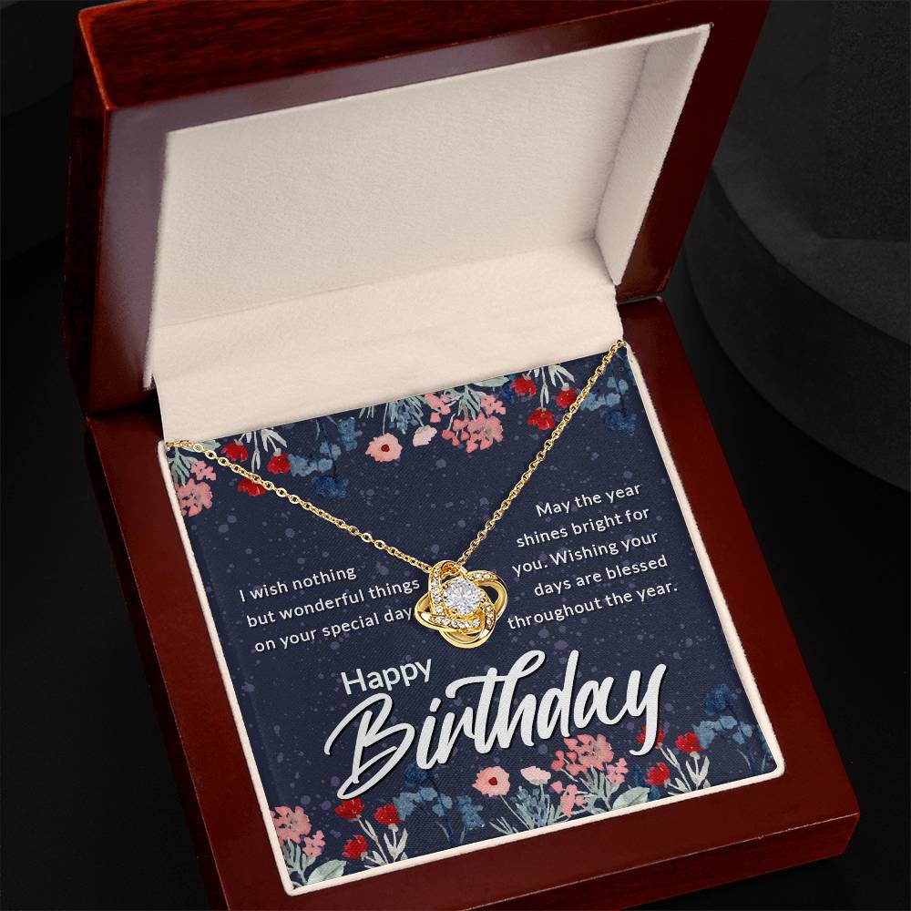 Happy Birthday to Daughter, Mother, Wife, Girlfriend, or Grandma Love Knot Necklace