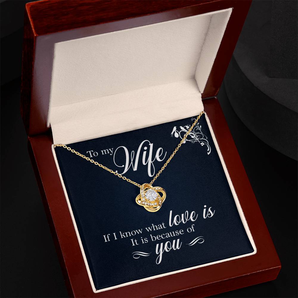 Wife, If I Know What Love is Love Knot Necklace