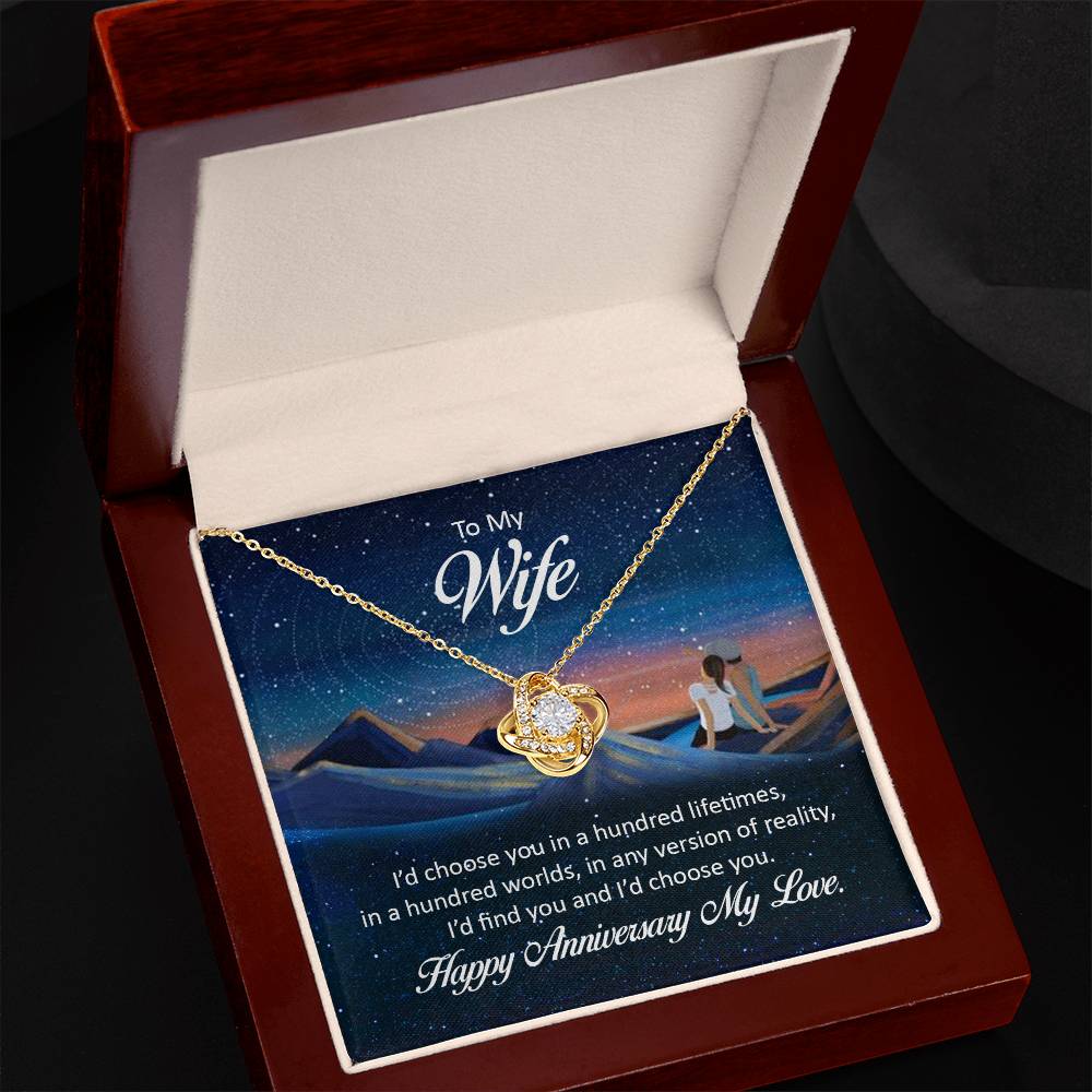 My Wife, Happy Anniversary Love Knot Necklace