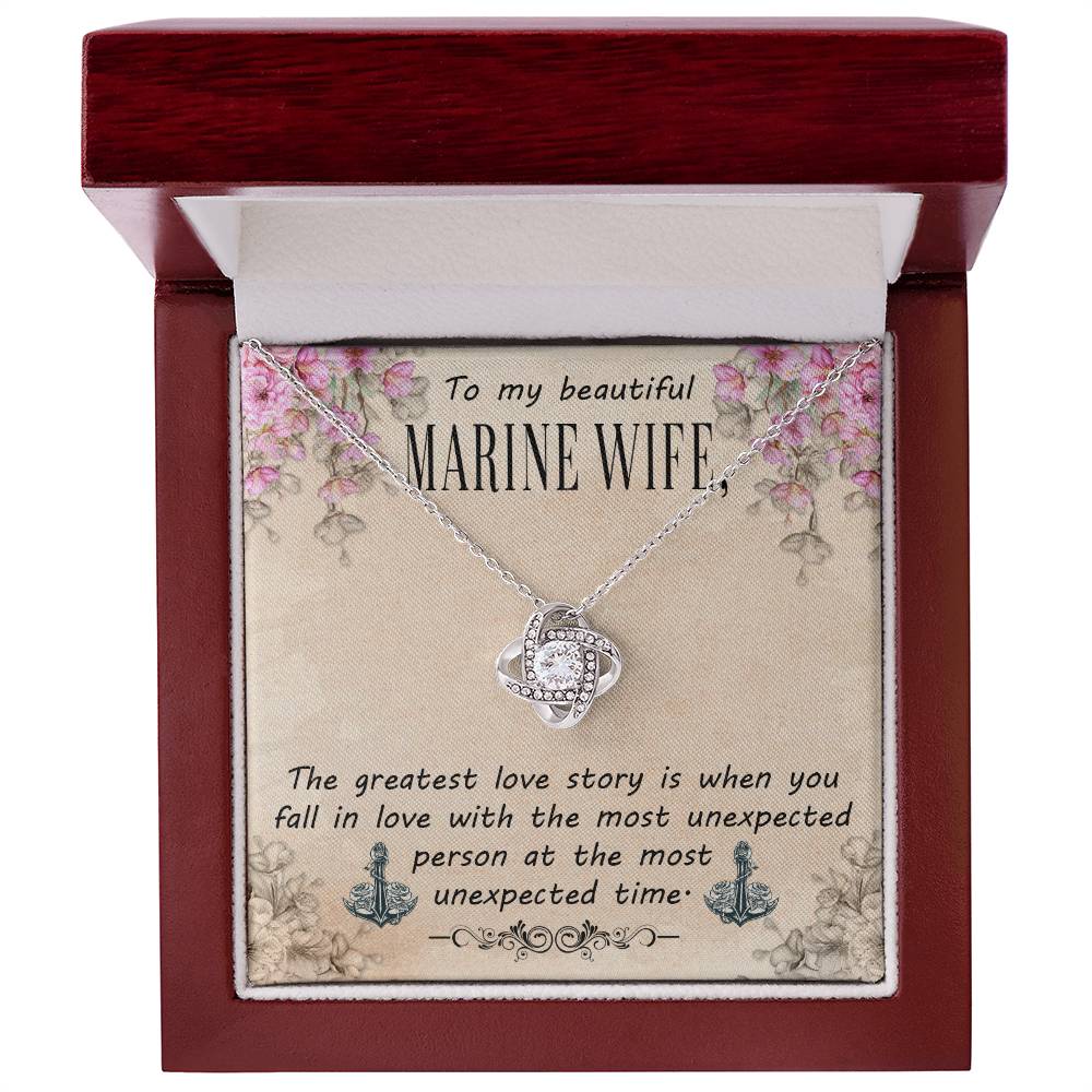 To My Beautifil Marine Wife Love Knot Necklace