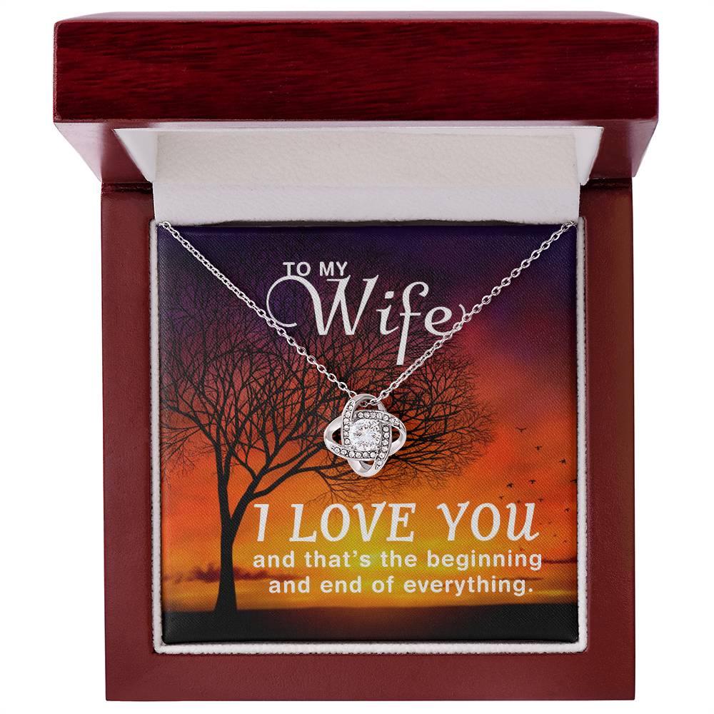 To My Wife - I Love You, Begining and End Love Knot Necklace