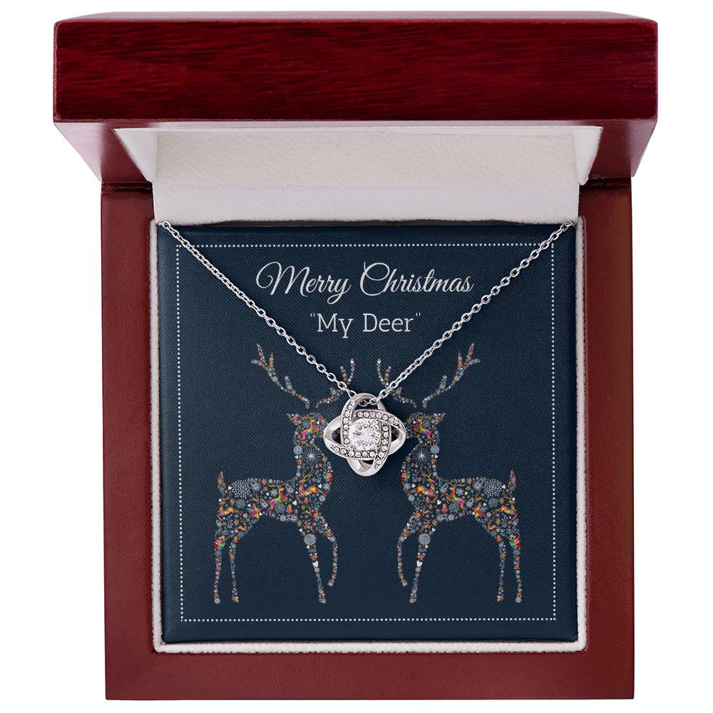 Merry Christmas My Deer, Perfect for Daughter, Mother, Son, Father, Husband, Wife, or Grandmother Love Knot Necklace