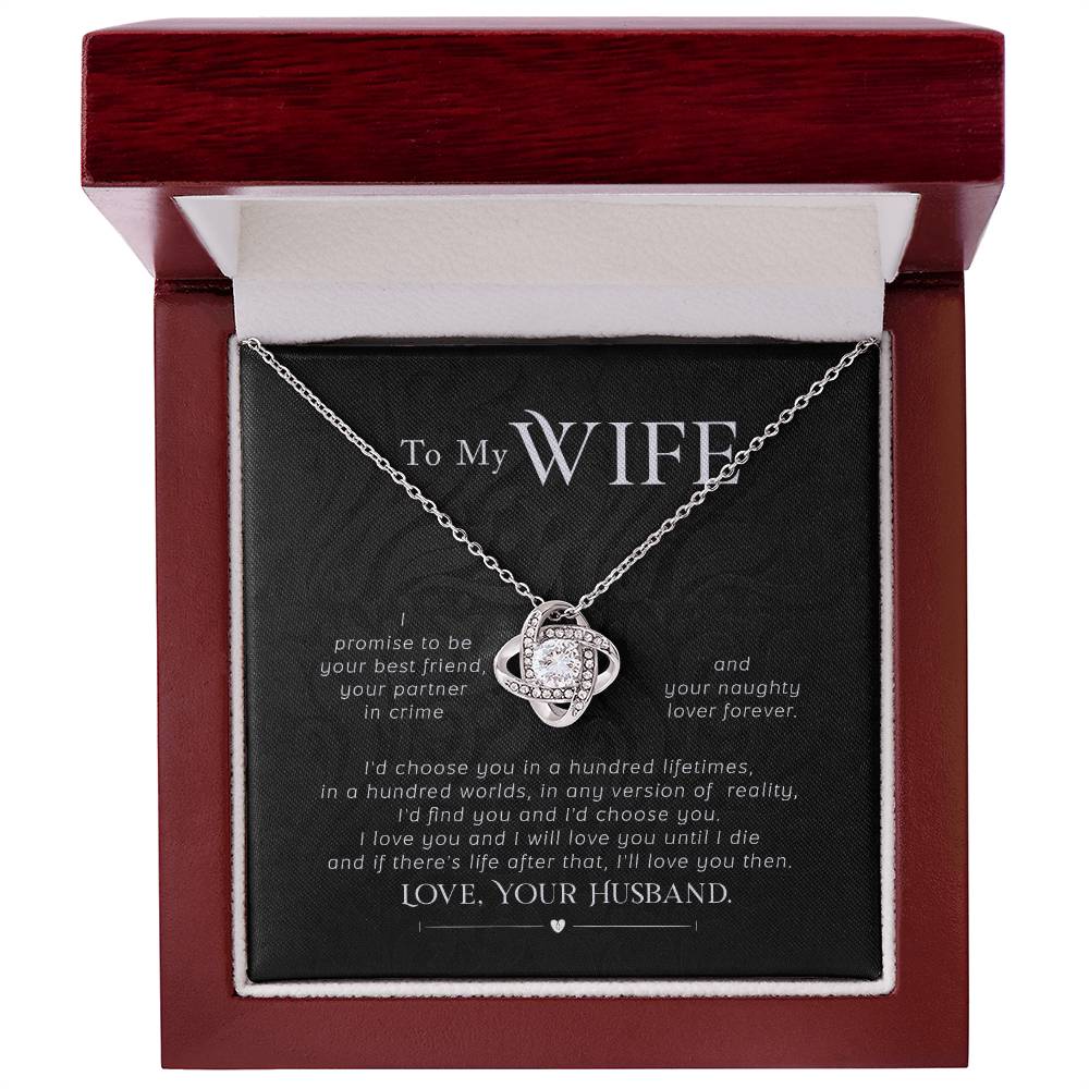 To My Wife, I Promise to Be Your Partner in Crime Love Knot Necklace