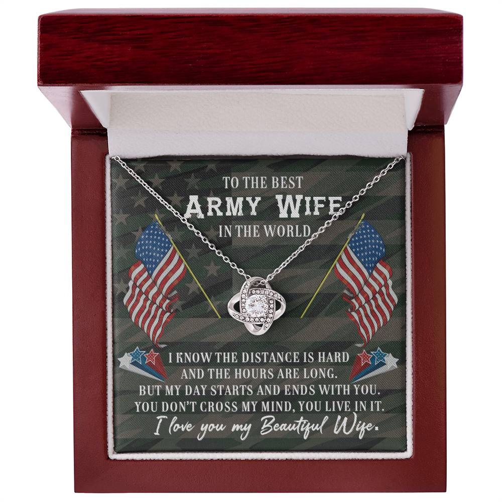 Best Army Wife of a Soldier Love Knot Necklace