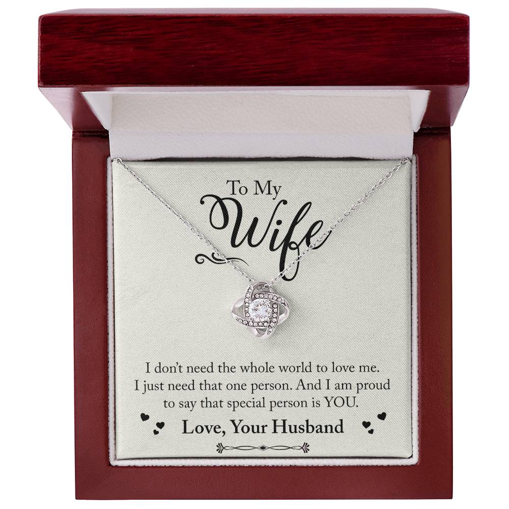 To My Wife, Love Your Husband Love Knot Necklace