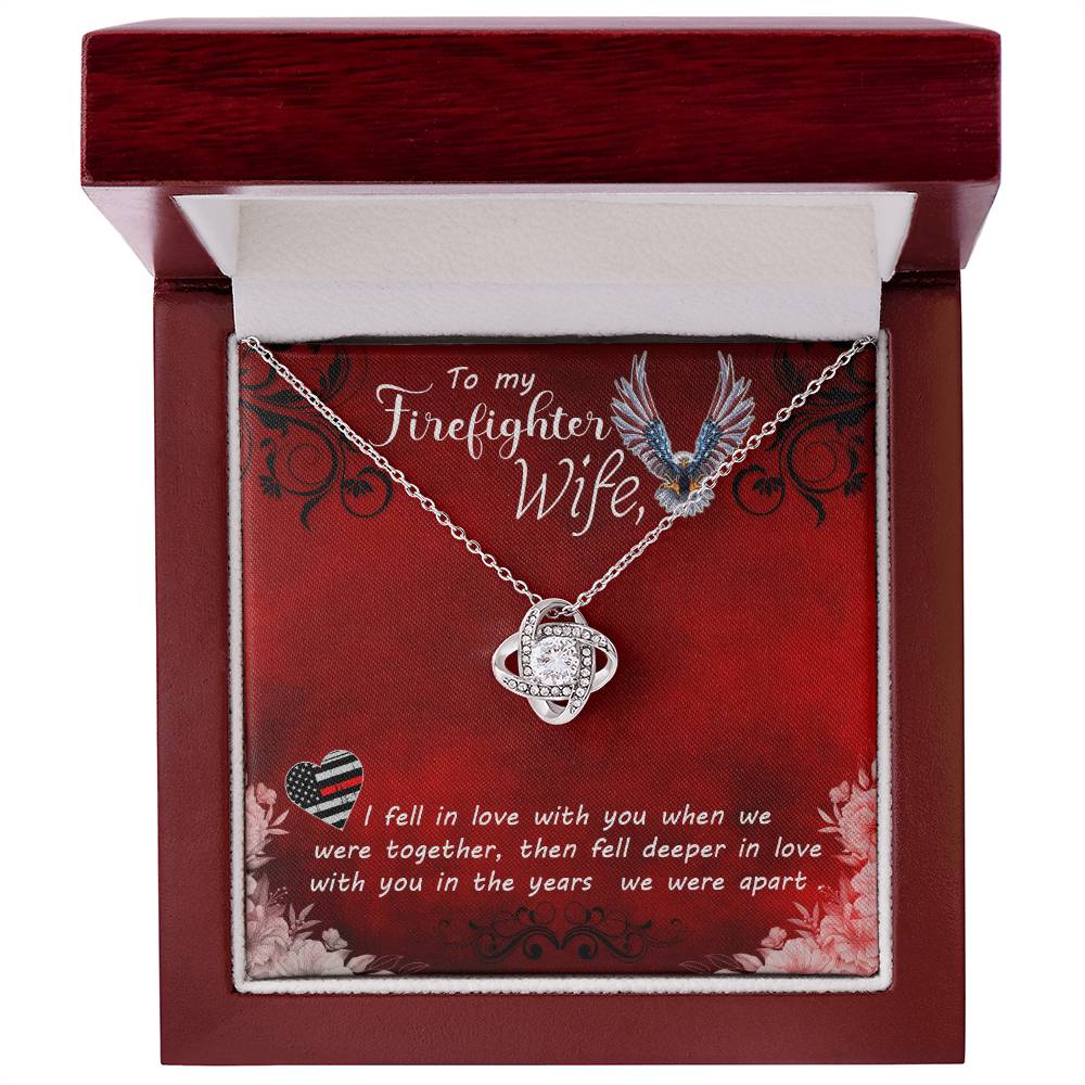 To My Firefighter Wife Love Knot Necklace