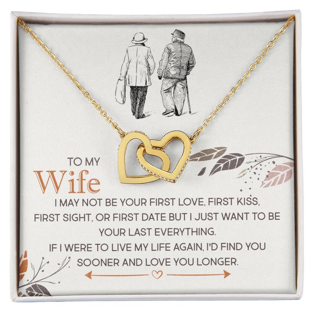 To my Wife, Love You Longer Interlocking Hearts Necklace